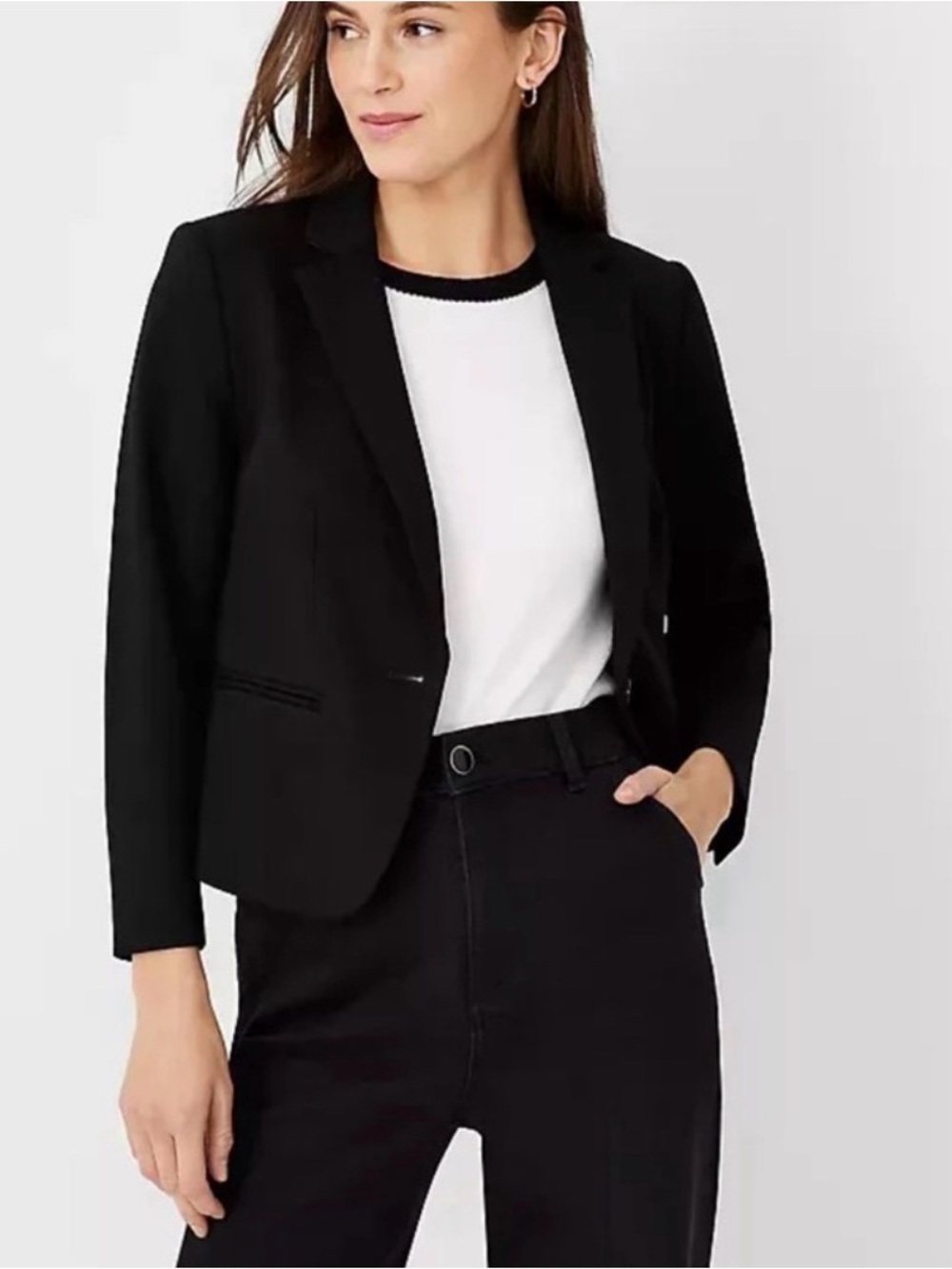 Black Blazer - Ann Taylor - The Newbury Blazer in Knit Twill
